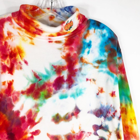 Pumpkin King Tie Dye Top Eagles Eye Sweater Jack o Lantern Pumpkin Halloween 822 - Picture 9 of 12